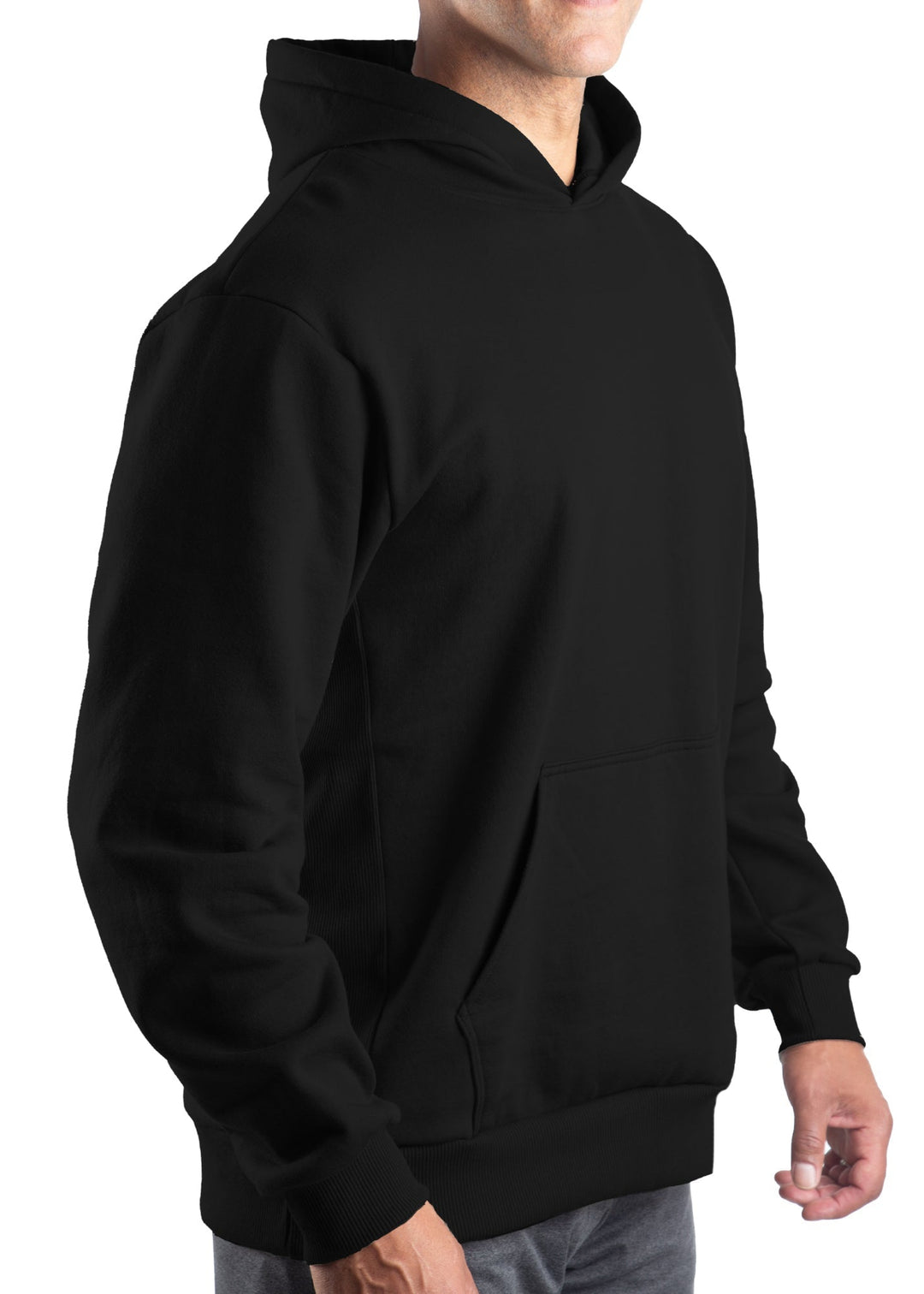 WSI Sportswear Men's Mid-Weight Fleece Hoodie Made in USA in Black or Moss Green,  Loose Fit, Super comfortable and durable 14 ounce heavy-weight fleece, Built in hood and kangaroo pocket, Ribbed cuffs