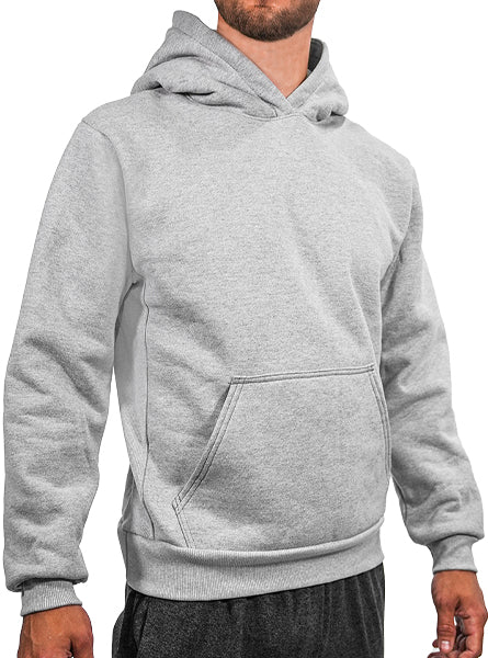 Made in USA WSI Sportswear Men's Heavy Weight Fleece Hoodie in Heather Gray, Comfortable, Durable Cotton