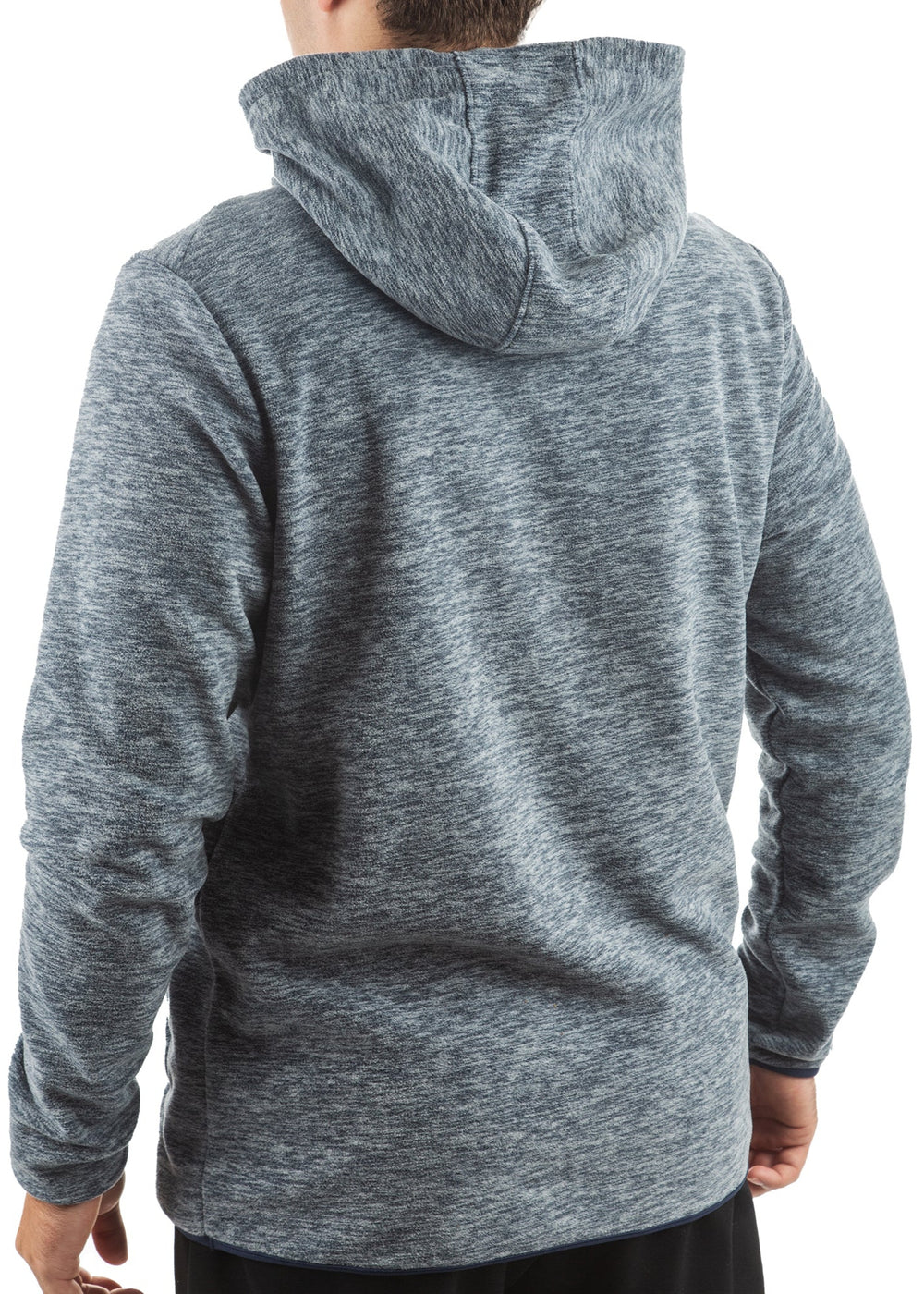 Made in USA WSI Sportswear Men's Polar Fleece Long Sleeve Pocketed Hoodie in Dark Gray, front zippered joey pouch and a built-in hood with a comfortable Bamboo lining