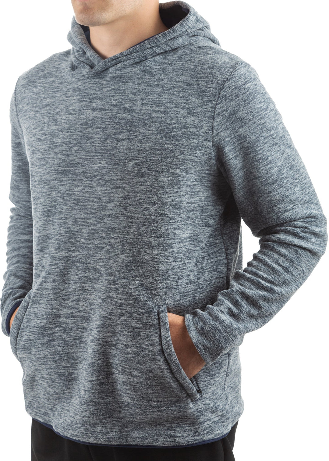 Made in USA WSI Sportswear Men's Polar Fleece Long Sleeve Pocketed Hoodie in Dark Gray, front zippered joey pouch and a built-in hood with a comfortable Bamboo lining