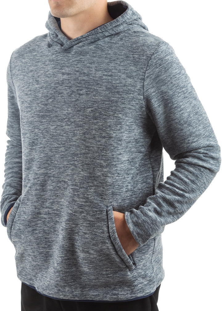 Made in USA WSI Sportswear Men's Polar Fleece Long Sleeve Pocketed Hoodie in Dark Gray, front zippered joey pouch and a built-in hood with a comfortable Bamboo lining
