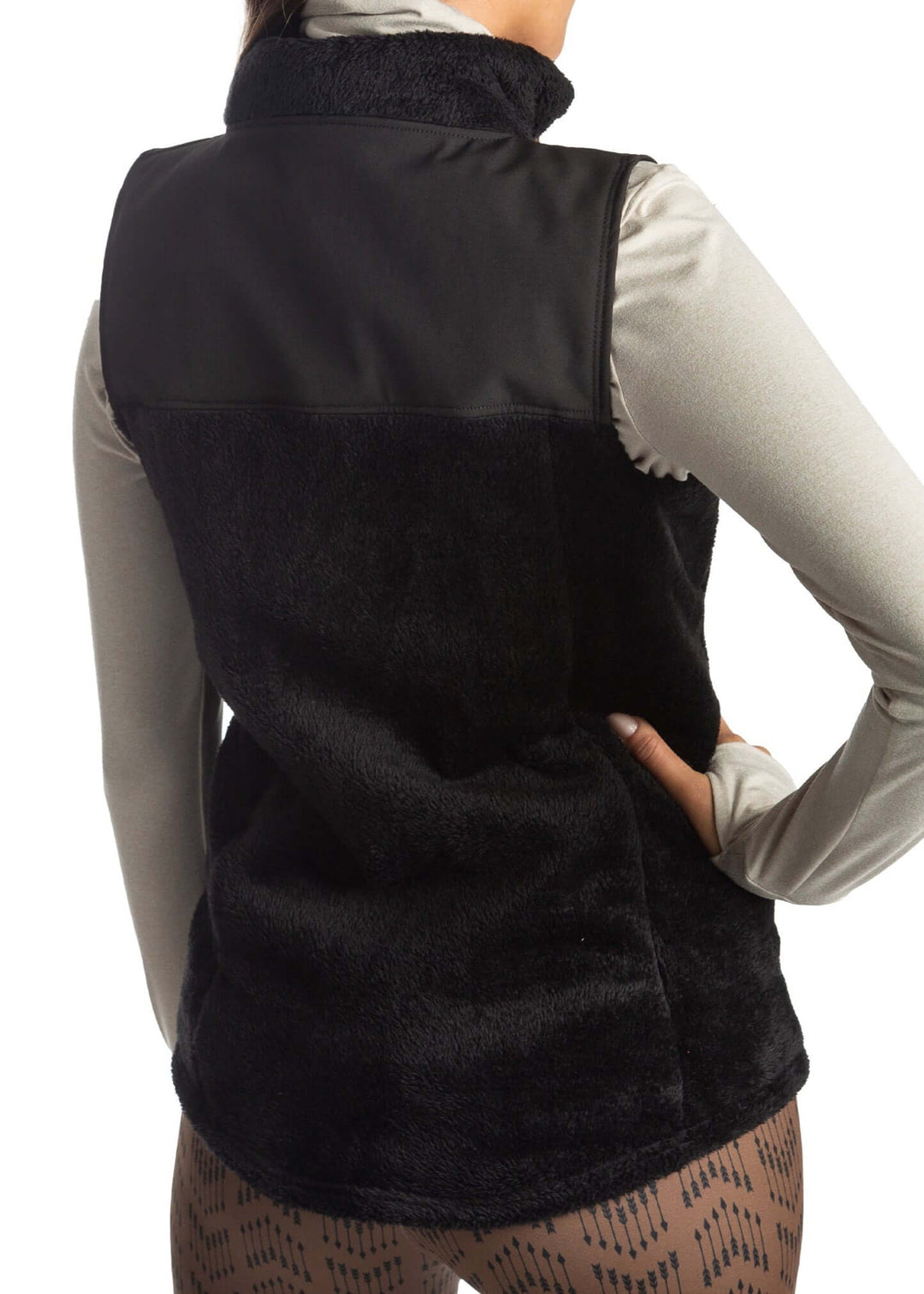 Made in USA WSI Sportswear Women's Windstop Fur Full Zip Fitted Vest Jacket, Machine wash, Advanced wicking properties, anti-microbial properties, in Black