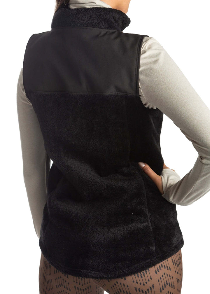 Made in USA WSI Sportswear Women's Windstop Fur Full Zip Fitted Vest Jacket, Machine wash, Advanced wicking properties, anti-microbial properties, in Black