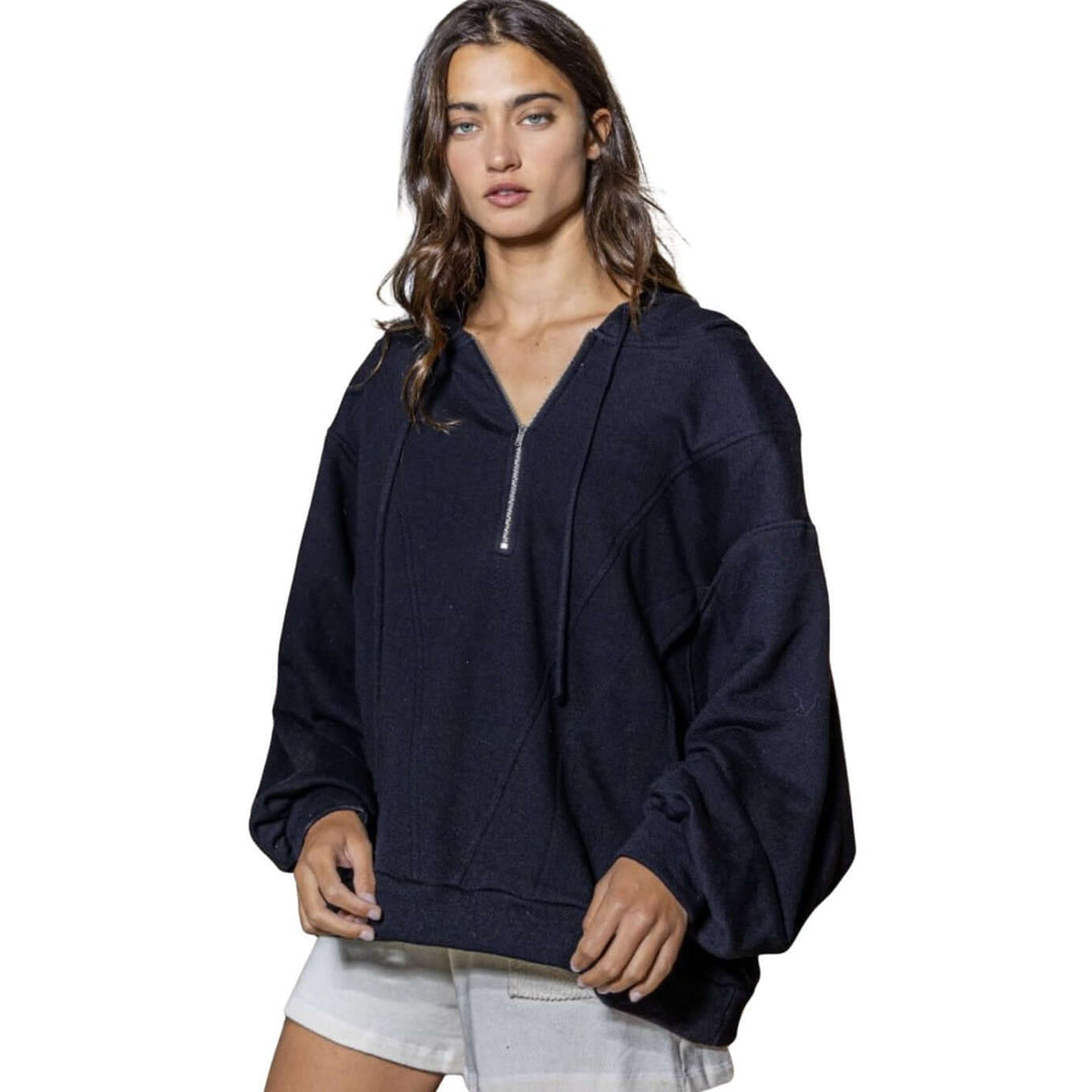 Bold & Comfy Half Zip Oversized Hoodie Made in USA