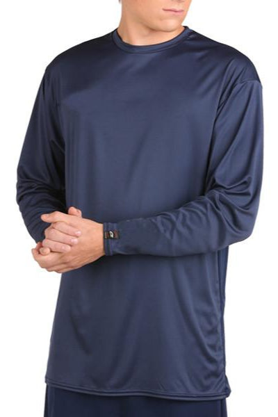 Made in USA WSI Sportswear Men's Microtech™ Loose Fit Long Sleeve Shirt, Product #751LLS, Advanced moisture wicking properties, Available in Navy, White and Black 