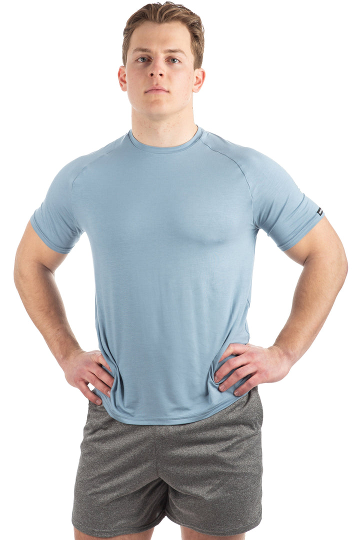 Made in USA WSI Sportswear Men's HYPRTECH™ Bamboo Essential Tee | BAMBOO: 95% Bamboo , 5% Spandex Innovative, eco-friendly HYPRTECH™ BAMBOO 