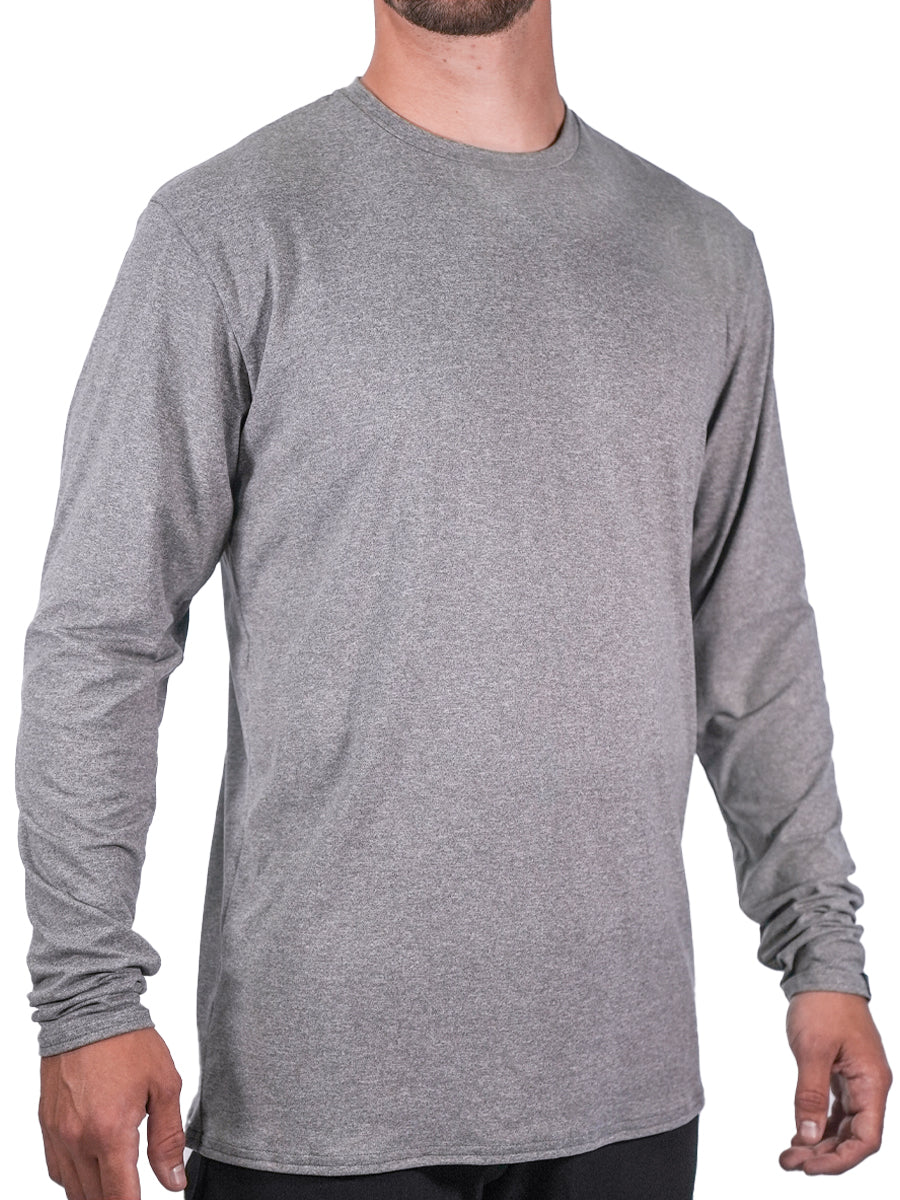 Made in USA WSI Sportswear Men's SoftTECH™ Long Sleeve Relaxed Fit in Black or Gray, performance SoftTECH™ long sleeve Essential long sleeve tee 