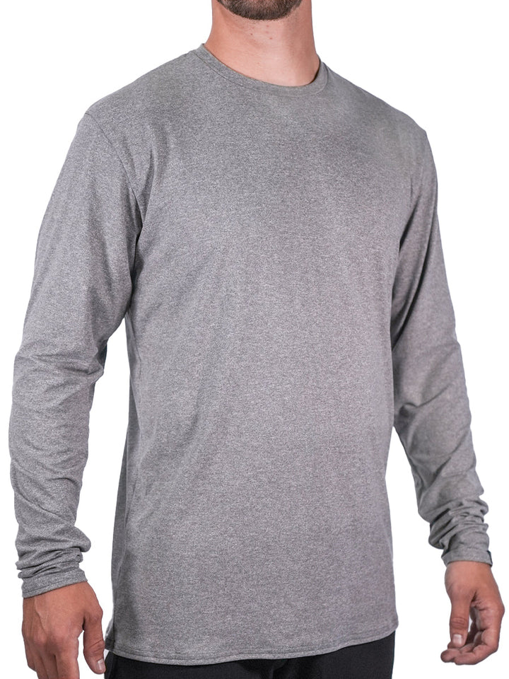 Made in USA WSI Sportswear Men's SoftTECH™ Long Sleeve Relaxed Fit in Black or Gray, performance SoftTECH™ long sleeve Essential long sleeve tee 