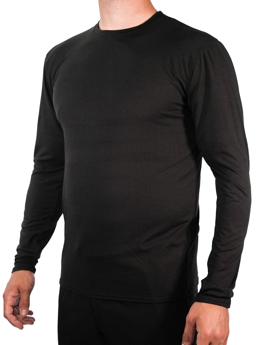 Made in USA WSI Sportswear Men's SoftTECH™ Long Sleeve Relaxed Fit in Black or Gray, performance SoftTECH™ long sleeve Essential long sleeve tee 