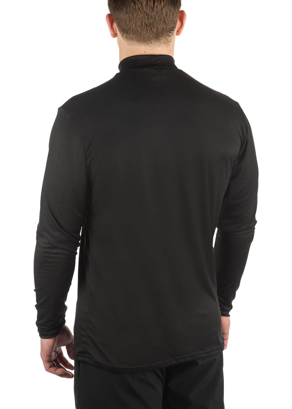 Made in USA WSI Sportswear Men's Mock Neck SoftTECH™ Long Sleeve Relaxed Fit in Black,  Advanced wicking properties Anti-microbial Properties 
