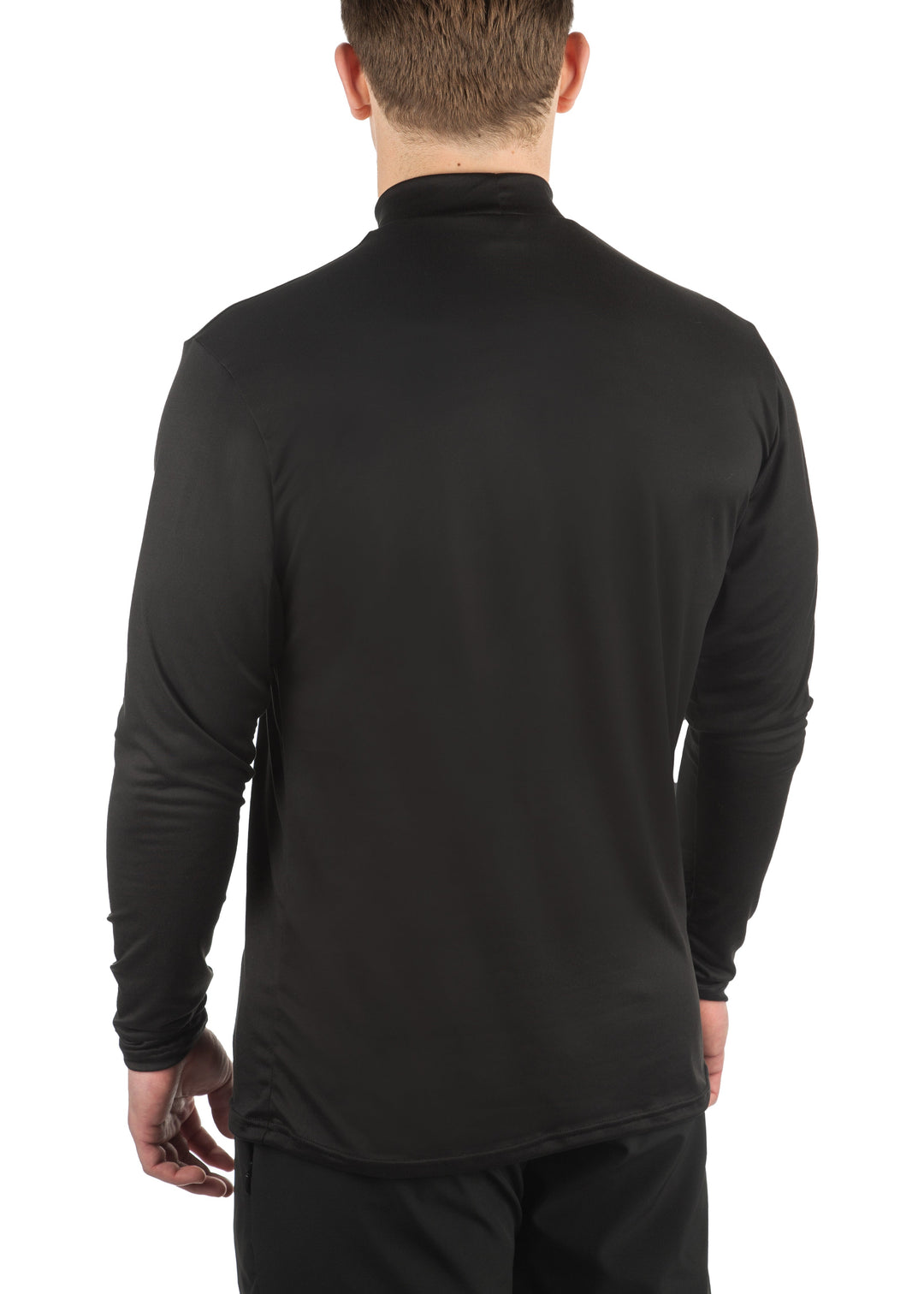 Made in USA WSI Sportswear Men's Mock Neck SoftTECH™ Long Sleeve Relaxed Fit in Black,  Advanced wicking properties Anti-microbial Properties 