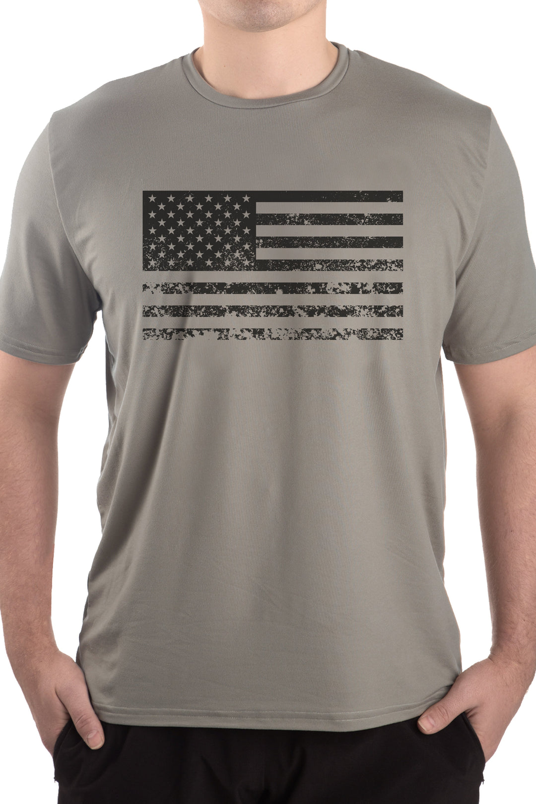 Made in USA. WSI Sportswear Men’s Patriotic Distressed American Flag Graphic SoftTECH™ Tee.  Lightweight, Moisture Wicking