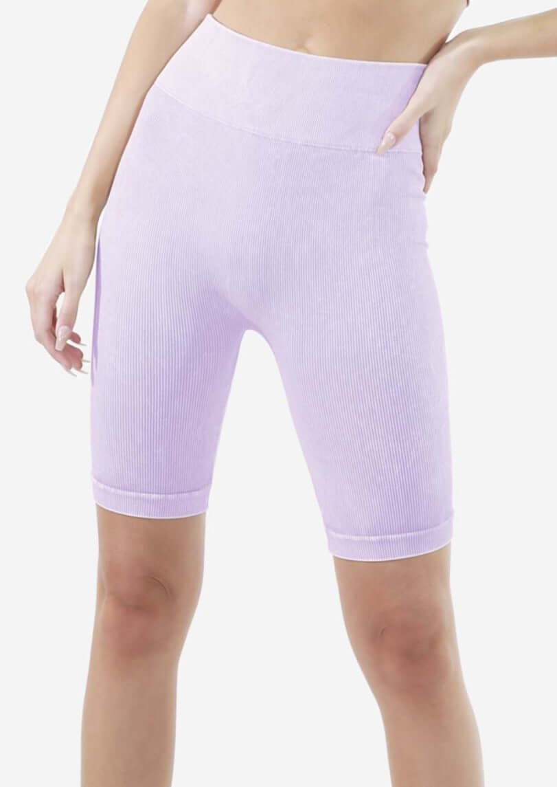 Niki Biki Vintage Ribbed Biker Shorts in Vintage Amethyst | Style# NB8055 | Made in the USA | Classy Cozy Cool Women's Made in America Clothing Boutique