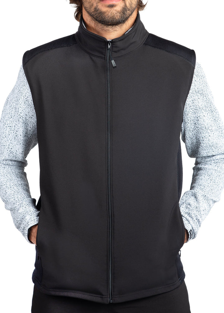 WSI Sportswear Men's Thermal Windstop Vest Made in USA in Black, Warmer: Ideal for temperatures of -10° to 60°, Relaxed Fit, Full zippered vest, Side zippered pockets, Windstop outer shell 