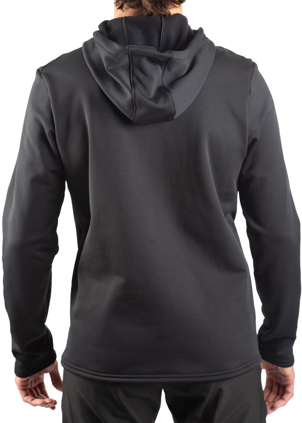 Made in USA WSI Sportswear Men's Thermal PolarWikMax™ Relaxed Fit 1/4 Zip Hoodie in Black,  Side Pockets, Extremely lightweight, high pile for added warmth 4-way stretch for flexibility, durability, and comfort, Will keep you warm even in temperatures from -20 to 40 degrees 