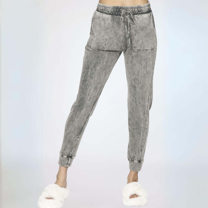 Charcoal Gray M. Rena Style# S4869 Mineral Washed 100% Cotton Pocket Joggers Made with the finest quality fabrics, dyed and handled in small-batch production | Made in USA