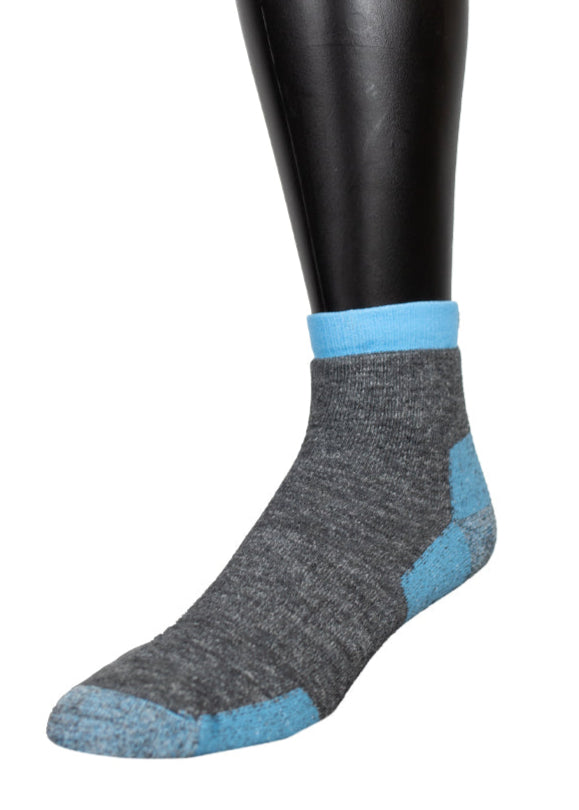 Made in USA WSI Sportswear Men’s Crew HEATR® Socks. Crew length, Dry-fit, Gray, Blue, Unisex