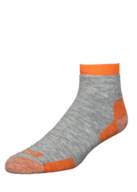 Made in USA WSI Sportswear Men’s Crew HEATR® Socks. Crew length, Dry-fit, Gray, Blue, Unisex