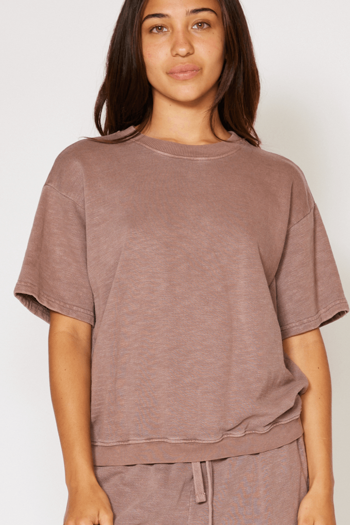 People of Leisure Harmony Short Sleeve Top - Stay cool in our best-selling Harmony Set. Made from 100% Organic Cotton, it is ultra soft and made to be lived in. Pair our crewneck with the Harmony Short for a relaxed style, or rock it with your favorite jeans for a more refined look. 