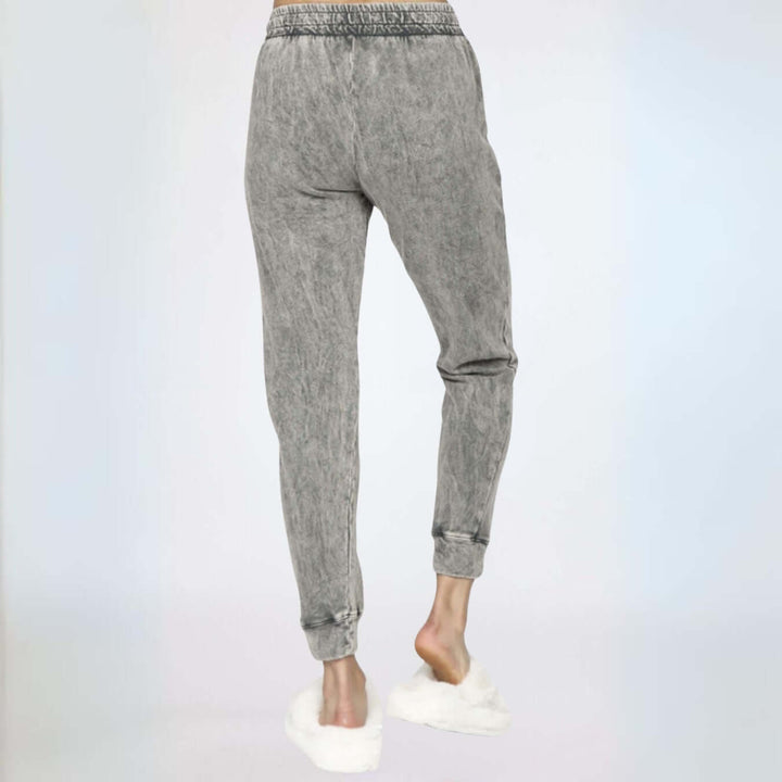 Charcoal Gray M. Rena Style# S4869 Mineral Washed 100% Cotton Pocket Joggers Made with the finest quality fabrics, dyed and handled in small-batch production | Made in USA