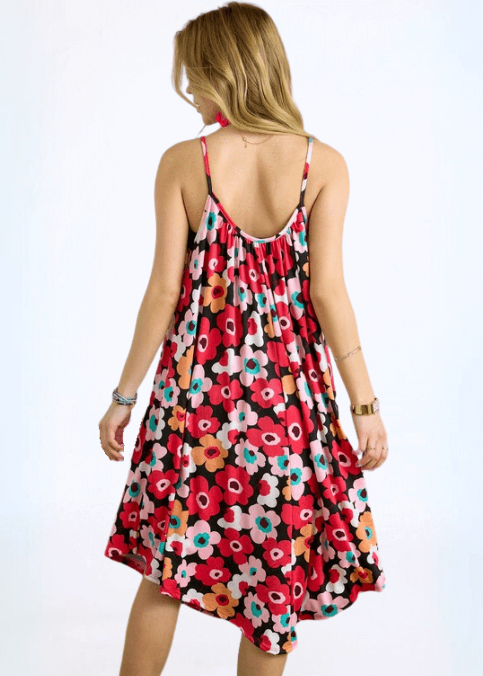 Made in USA | Ladies Colorful Print Spaghetti Straps Super Soft Summer Sun Dress for Beach, Vacation, Summer Parties  Classy Cozy Cool Women's Made in America Boutique