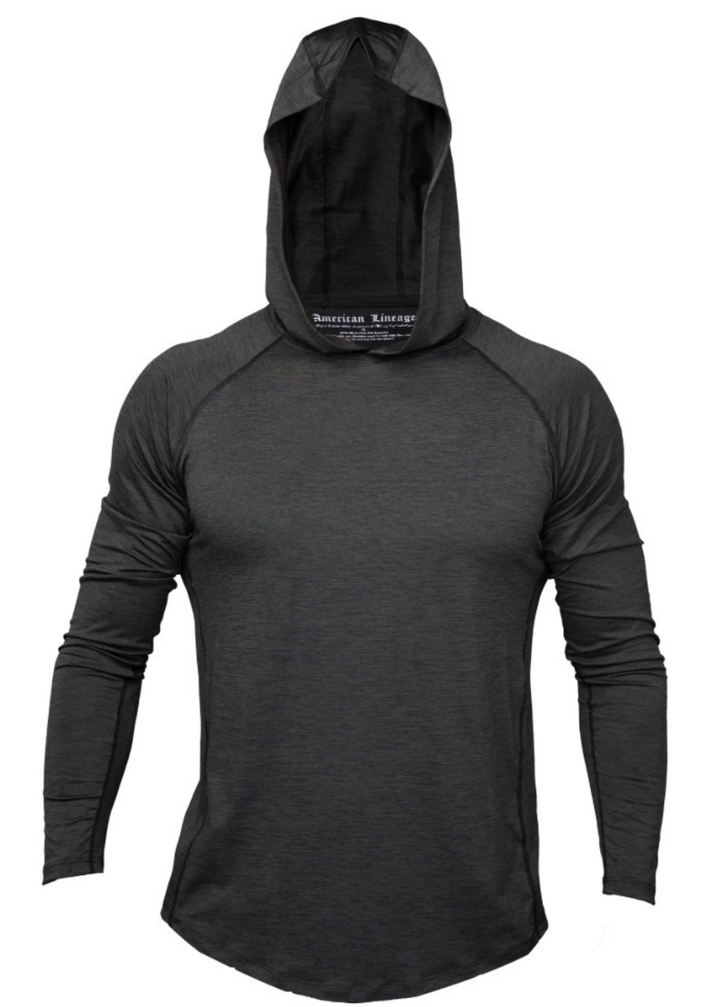 Introducing the Men's 100% Made in USA Sun Hoodie in our bold Midnight Grey colorway — a performance-ready hoodie engineered for outdoor protection.