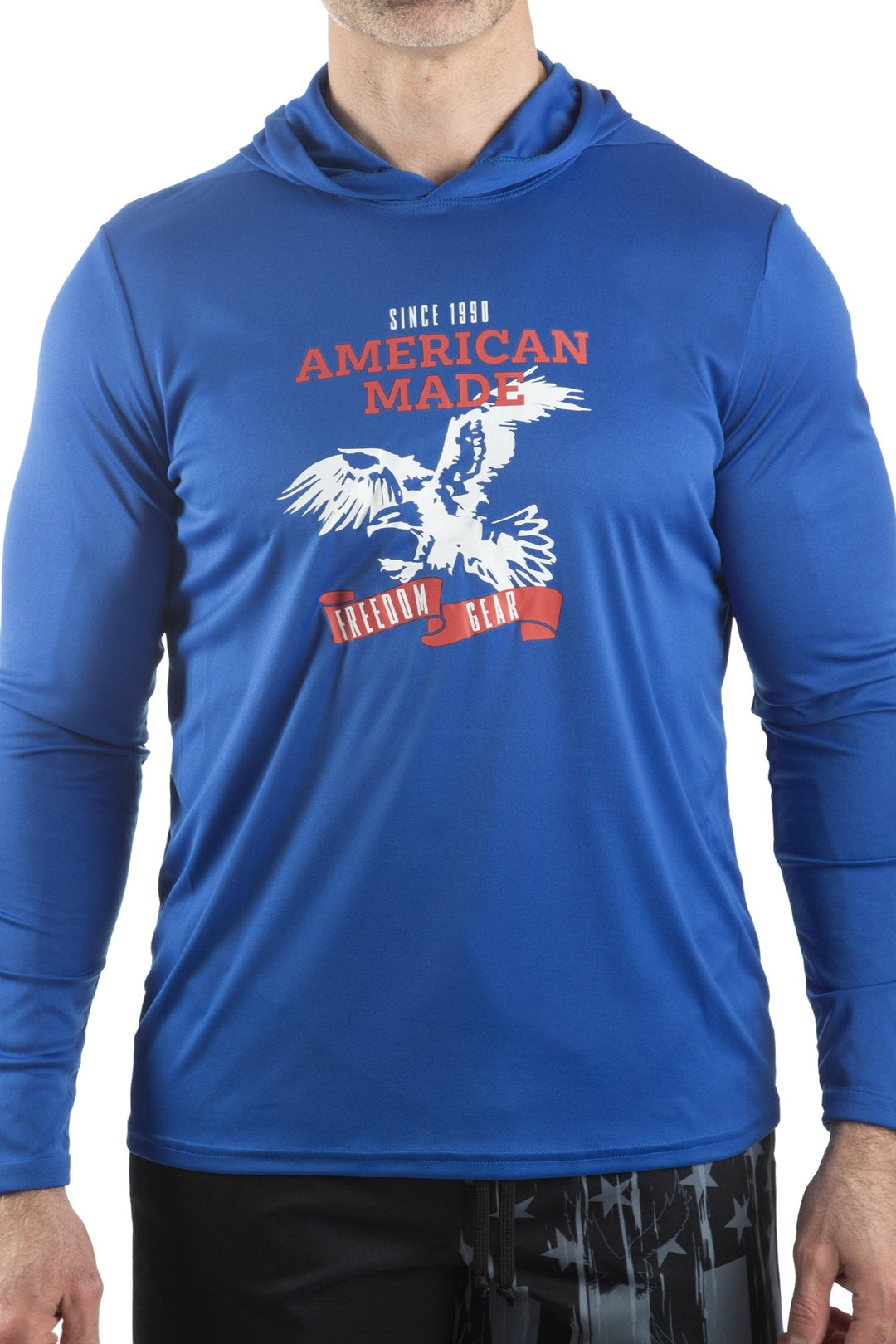 Made in USA. WSI Sportswear Men’s American Made Microtech™ Lightweight Hoodie. Moisture Wicking, Royal Blue