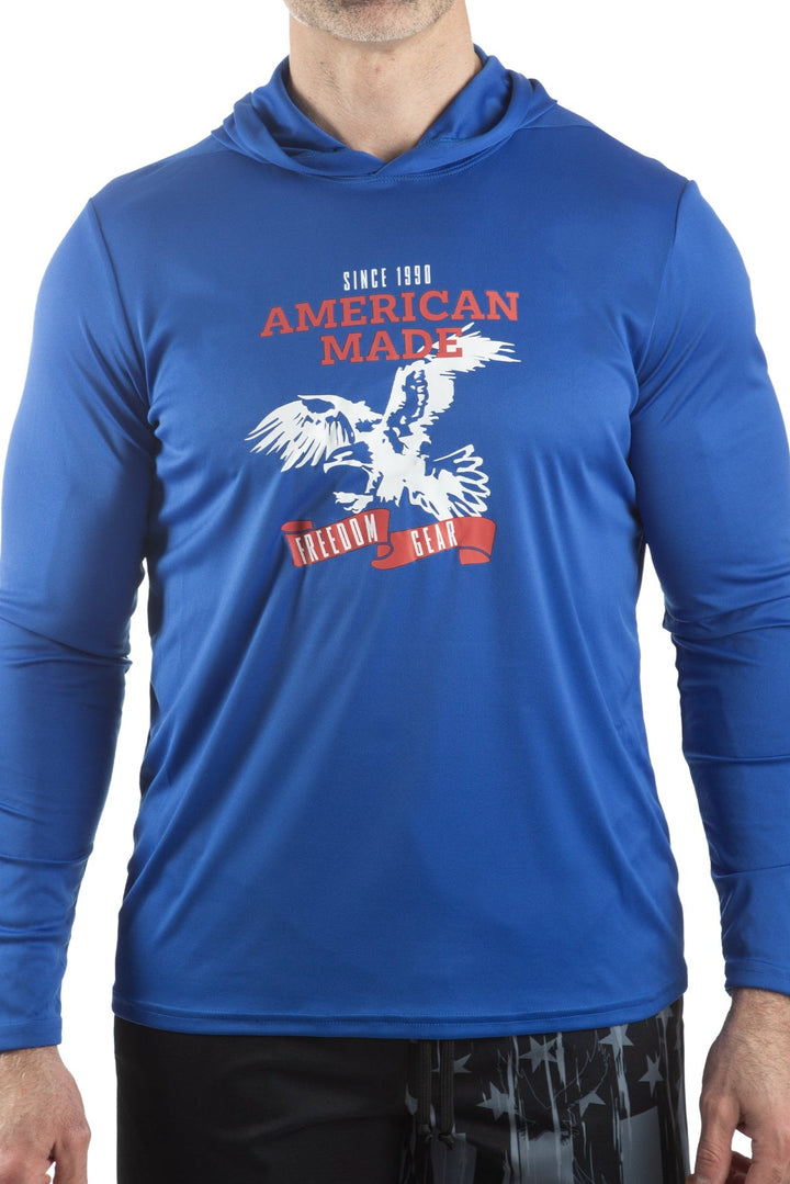 Made in USA. WSI Sportswear Men’s American Made Microtech™ Lightweight Hoodie. Moisture Wicking, Royal Blue