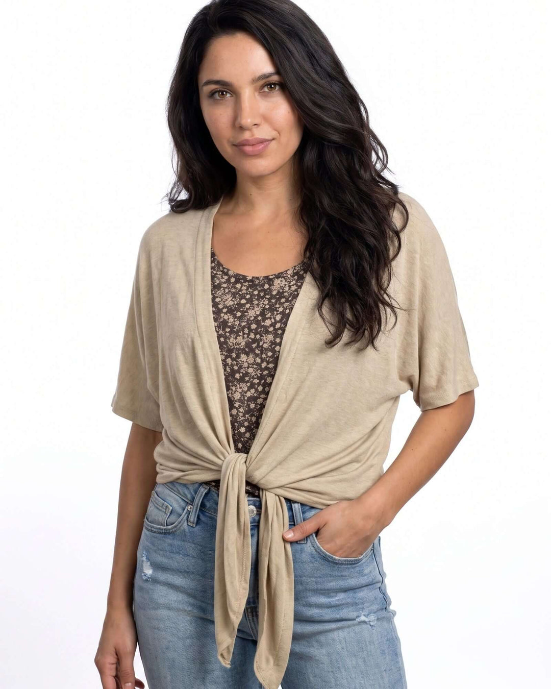 Semi-Sheer Mesh Accent Cardigan