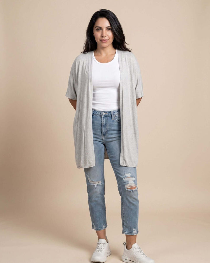 Semi-Sheer Mesh Accent Cardigan