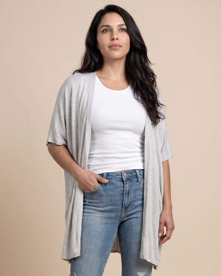 Semi-Sheer Mesh Accent Cardigan