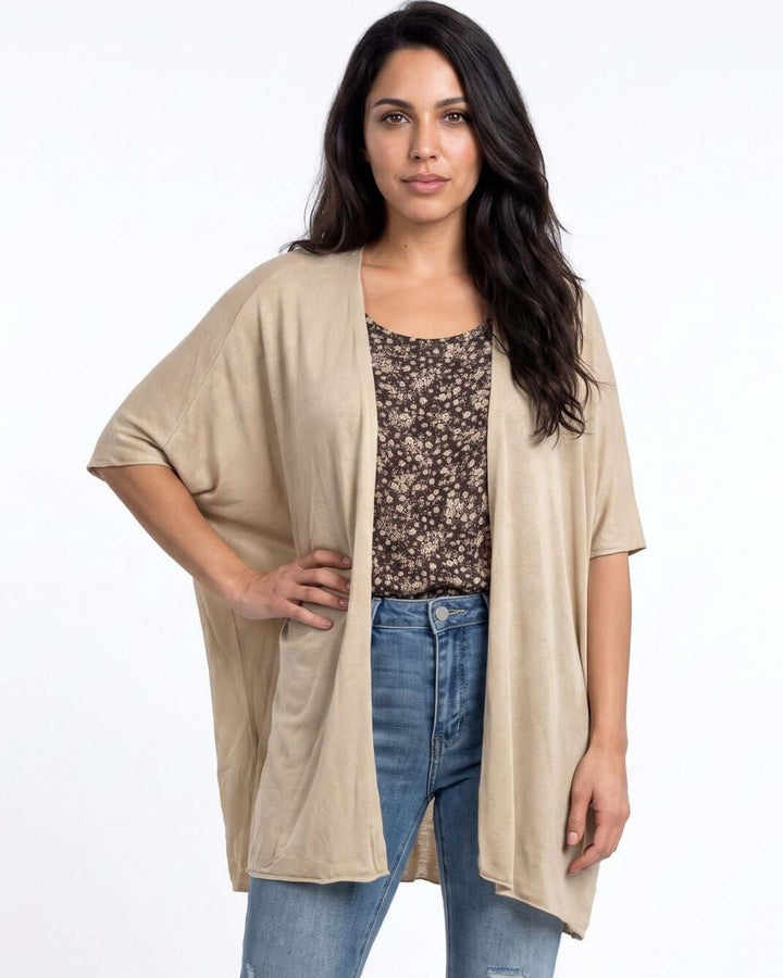 Semi-Sheer Mesh Accent Cardigan