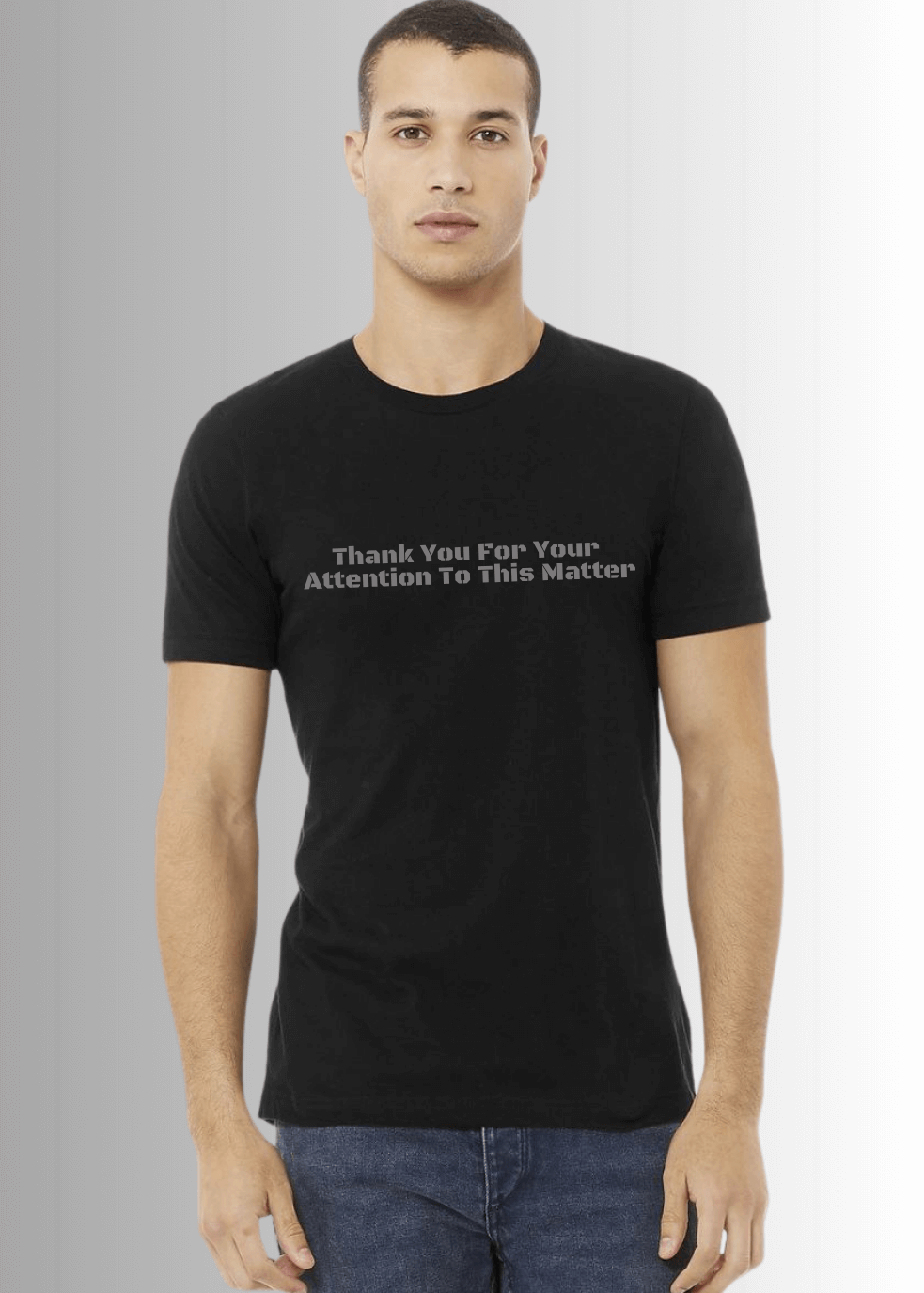 Made in USA Men's Thank You For Your ATTENTION To This Matter Cotton T-Shirt, Crew Neck, Short Sleeves, Stealth B2 Bomber Graphic, Color: Army Green or Black