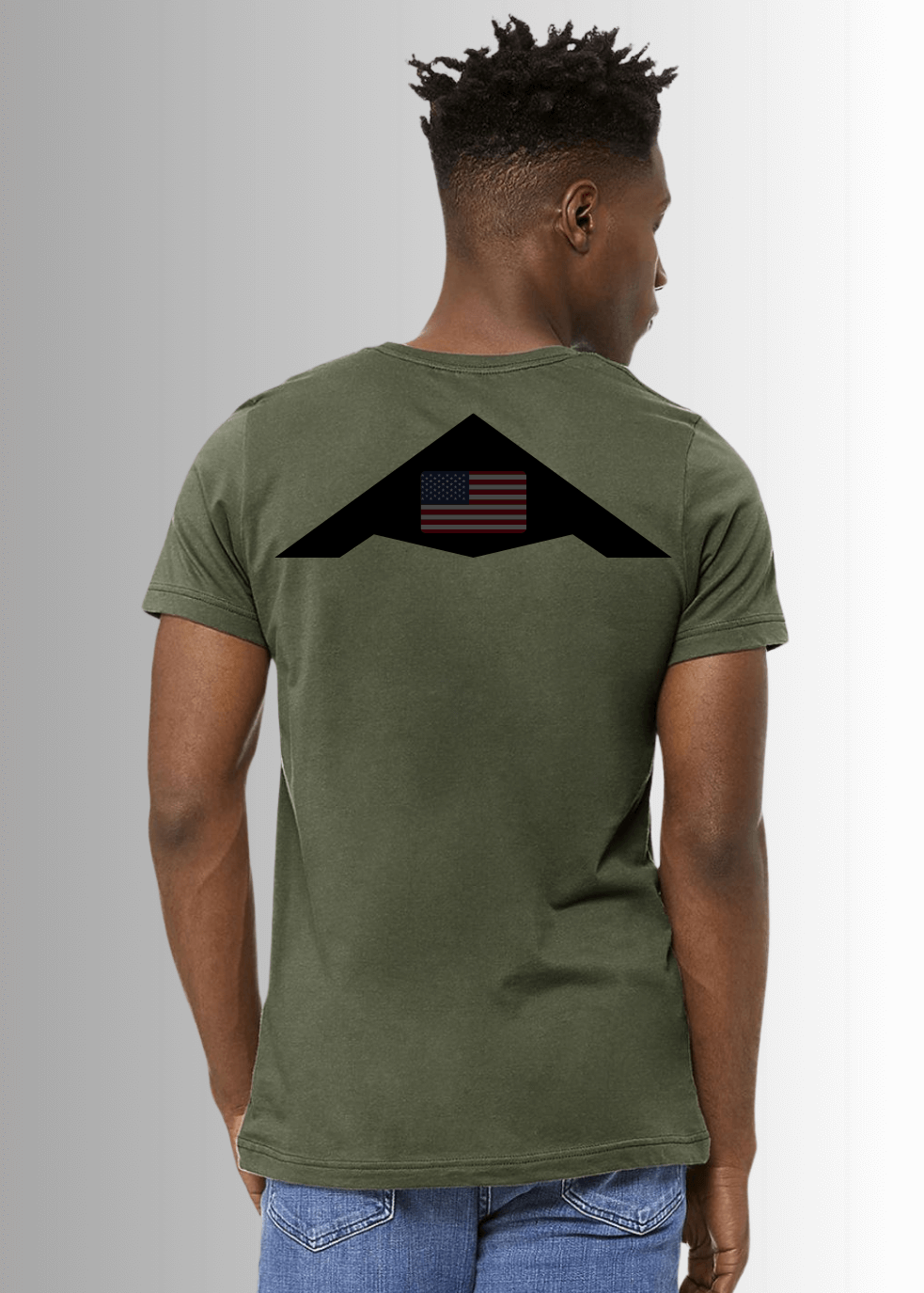 Made in USA Men's Thank You For Your ATTENTION To This Matter Cotton T-Shirt, Crew Neck, Short Sleeves, Stealth B2 Bomber Graphic, Color: Army Green or Black