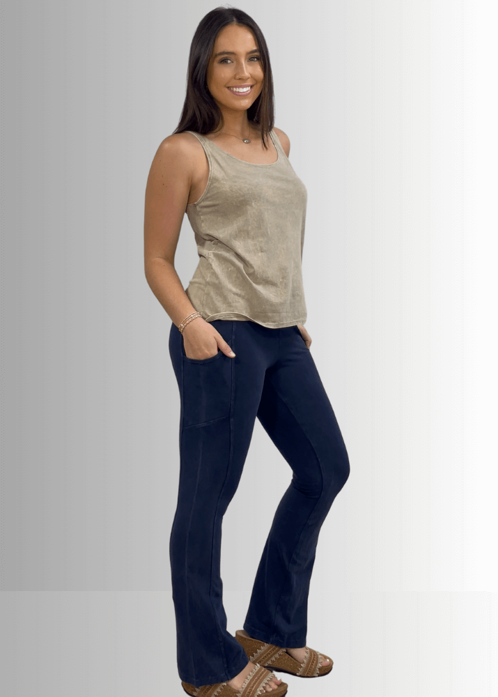 Twenty Four Seven Tank Top | Women's Sustainable and durable premium America-made cotton tank top, in Mineral Washed Vintage Stone Color, Wide Round Neck, Loose Fit, Perfect for Layering | Classy Cozy Cool Style C11315