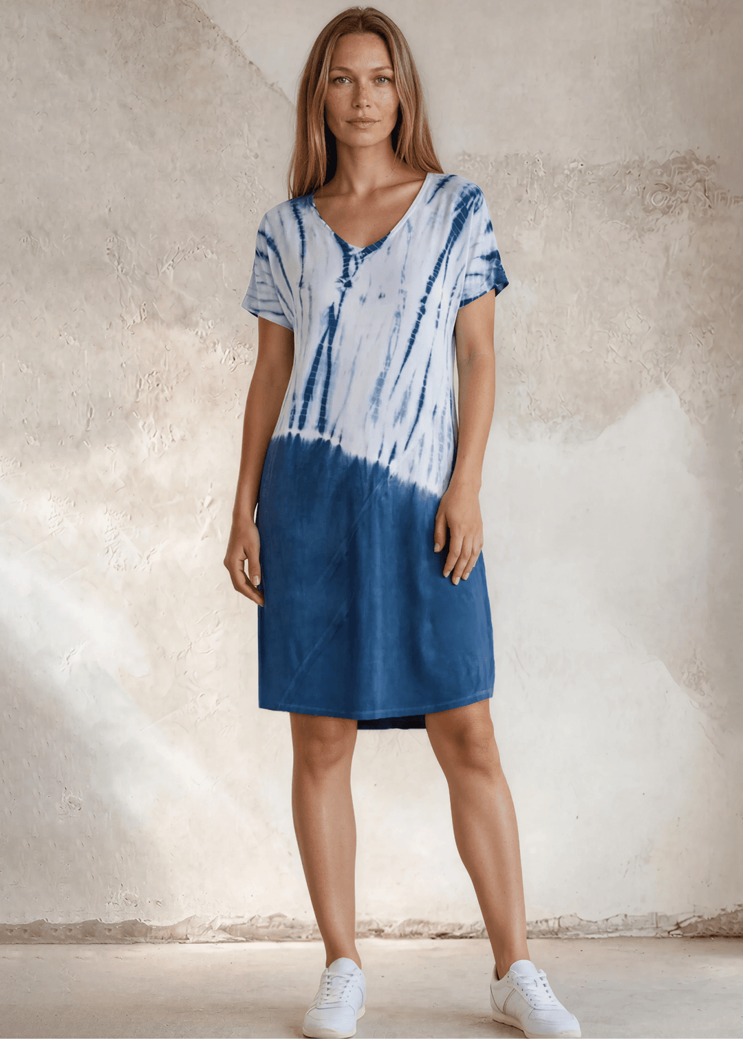 Casually Cool Tie Dye Dress in Blue Medium