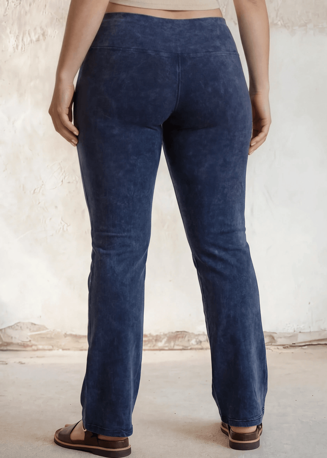 USA Made | Dark Denim Ladies Plus Size Bootcut Cotton Stretch Jeggings Fold Over Waist | Style C30136 | Made in USA