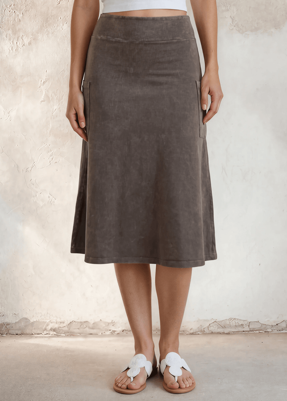 Alyssa Very Versatile Cotton Skirt Desert Taupe