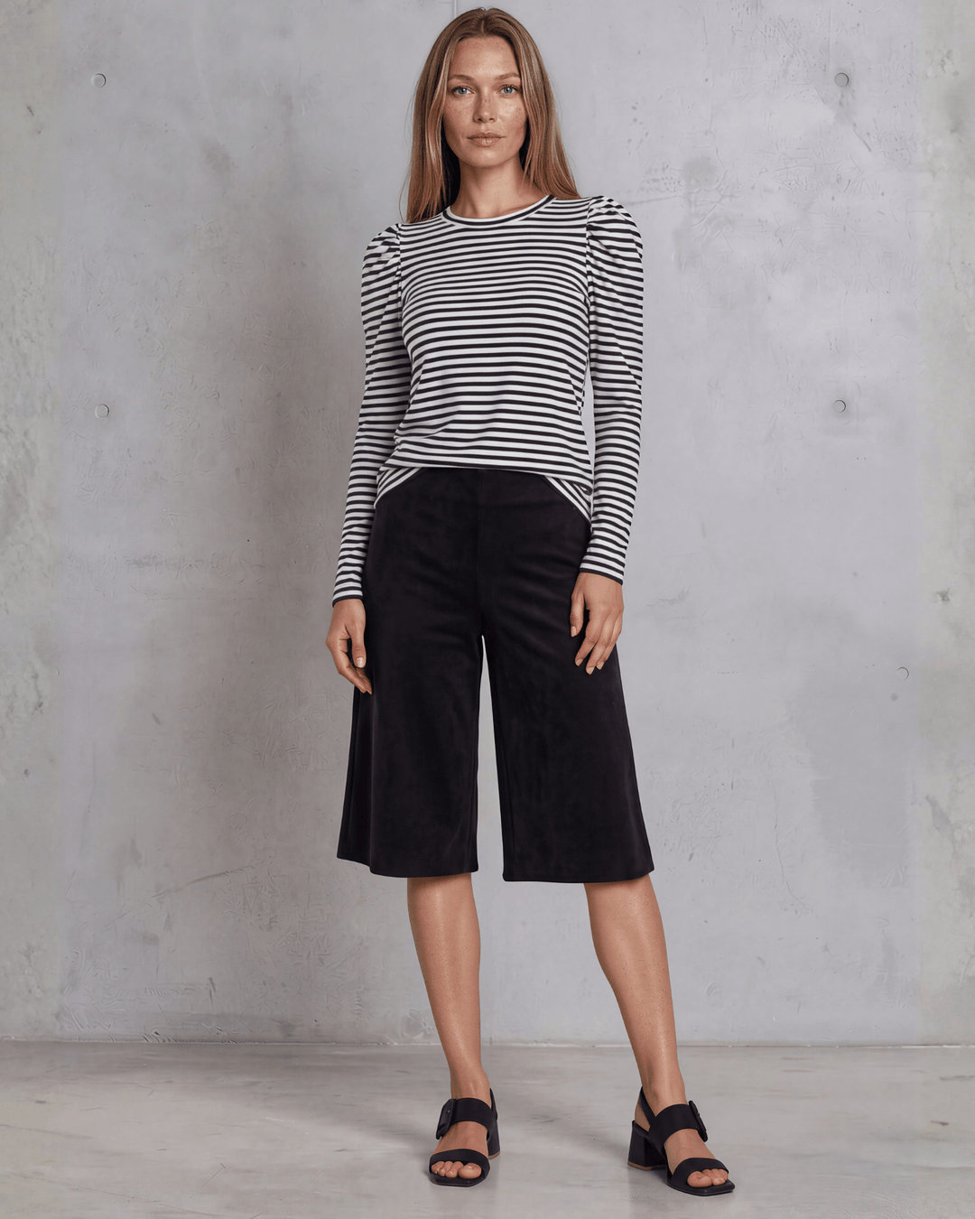 Sadie Suede Culotte Pants - Black