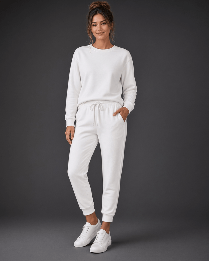 Made in USA. Shop the white Carmen casual sweatshirt with a relaxed fit for easy everyday styling. The best in basics.