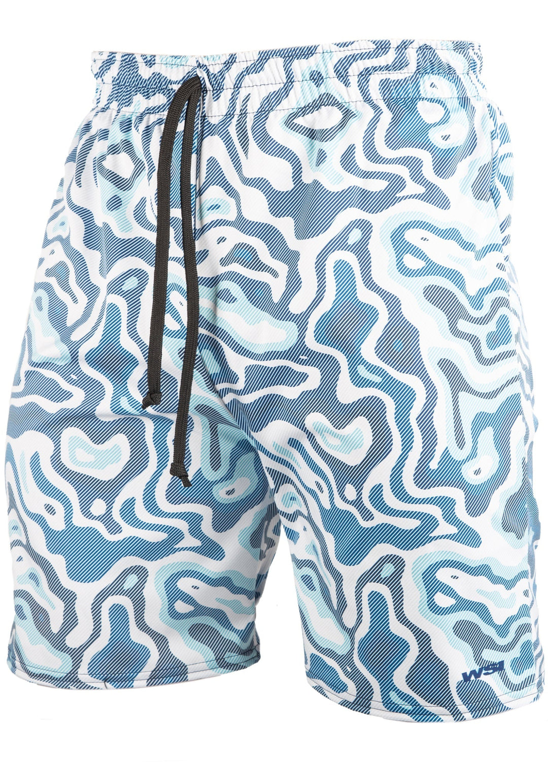 WSI Sportswear Men's Lake Depth Swim Trunk Made in USA, Built in performance mesh liner, Adjustable drawcord waistband, Quick drying & durable 7.5" Inseam, Boardshorts 