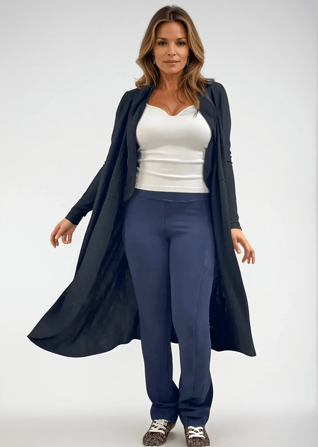 Made in USA Women's Soft Brushed Shawl Collar Cardigan in Black, Lightweight and Plush, Midi Length, Relaxed Fit | Bucket List Style J2012