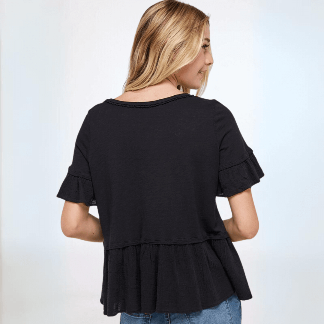 Flounce Ruffle Tee Made in USA