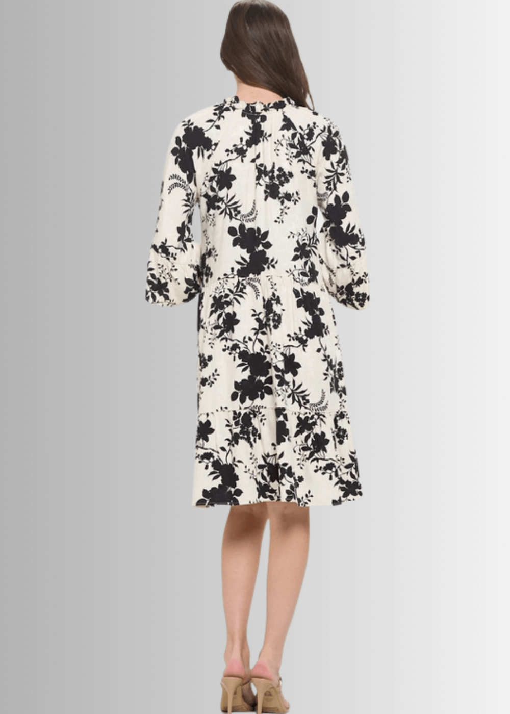 Becca Floral Tiered Knee Length Dress Made in USA Classy Cozy Cool | Made in USA | Women's Clothing Boutique Becca Floral Tiered Knee Length Dress Made in USA Classy Cozy Cool | Made in USA | Women's Clothing Boutique