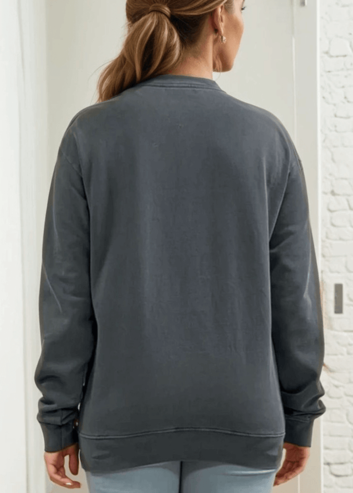 Made in USA Women's Heavyweight Pigment Dyed Cotton Fleece Sweatshirt in Evergreen | Classy Cozy Cool Made in America Boutique