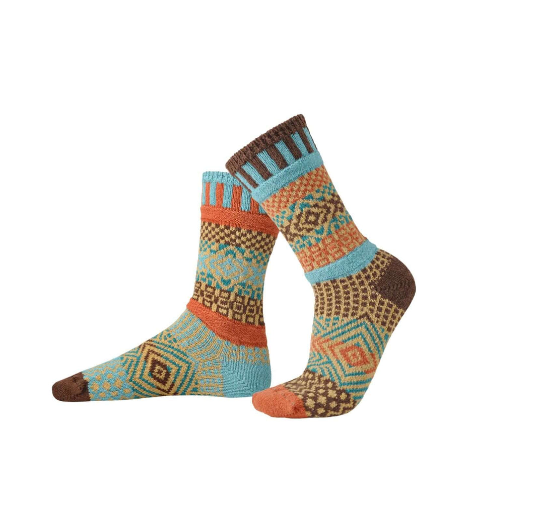 Solmate CATTAIL Knitted Crew Socks | Made in USA | These socks are delightfully mismatched & so very comfortable.  American Made Women's Boutique.