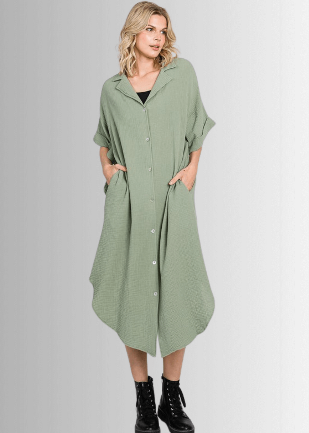 Phoebe Versatile Cotton Gauze Shirt Dress White / L/XL Phoebe Versatile Cotton Gauze Shirt Dress White / L/XL