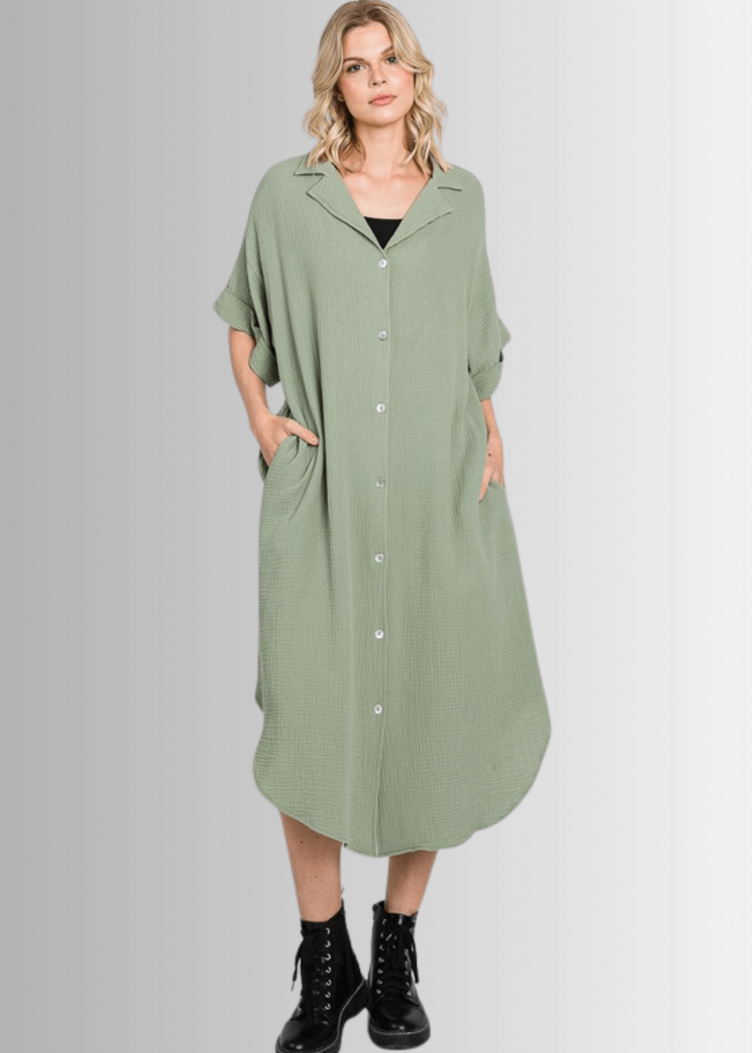 long gauze shirt dress Women's Organic Cotton Gauze Shirt Dress
