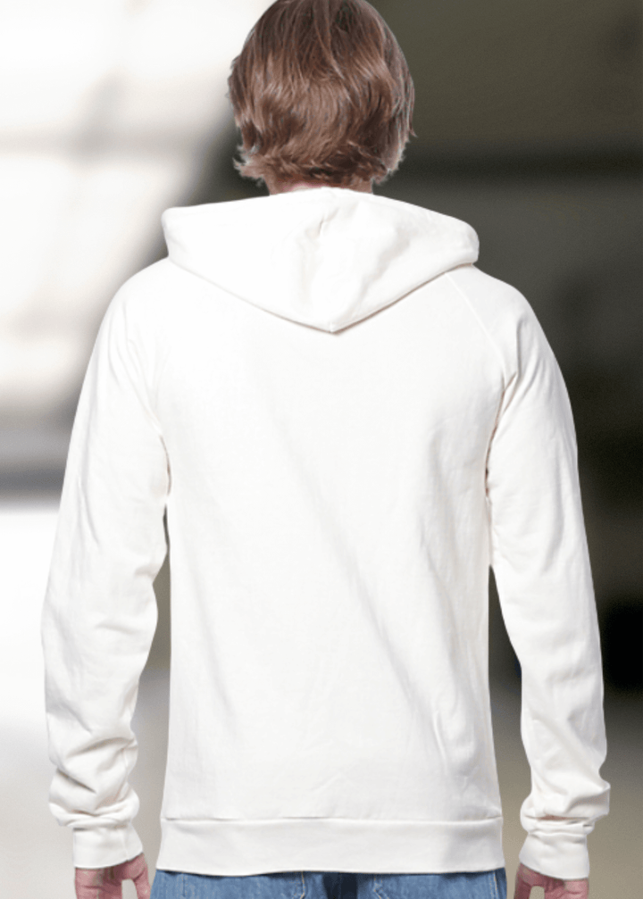 Experience unmatched comfort with this Organic Cotton Full Zip Hoodie in Natural Cream. Crafted in the USA from 100% combed ring-spun organic cotton fleece