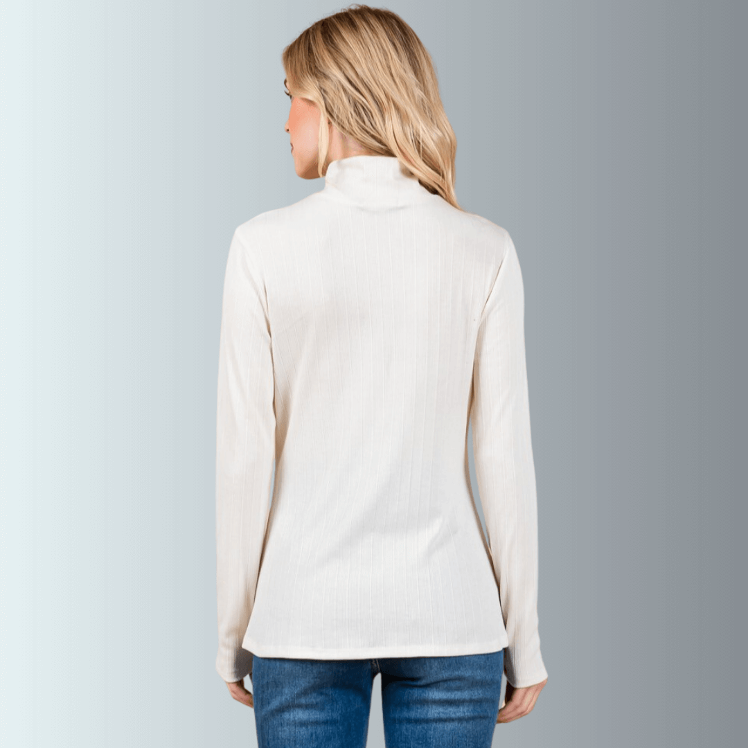 Delaney Mock Neck Top With Front Gathering Made in USA